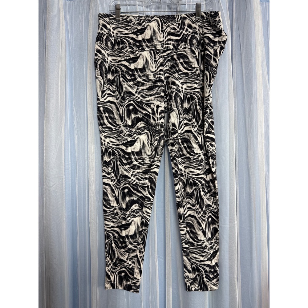 Terra & Sky Leggings Womens 1X TS Legging Black White Marble NWT